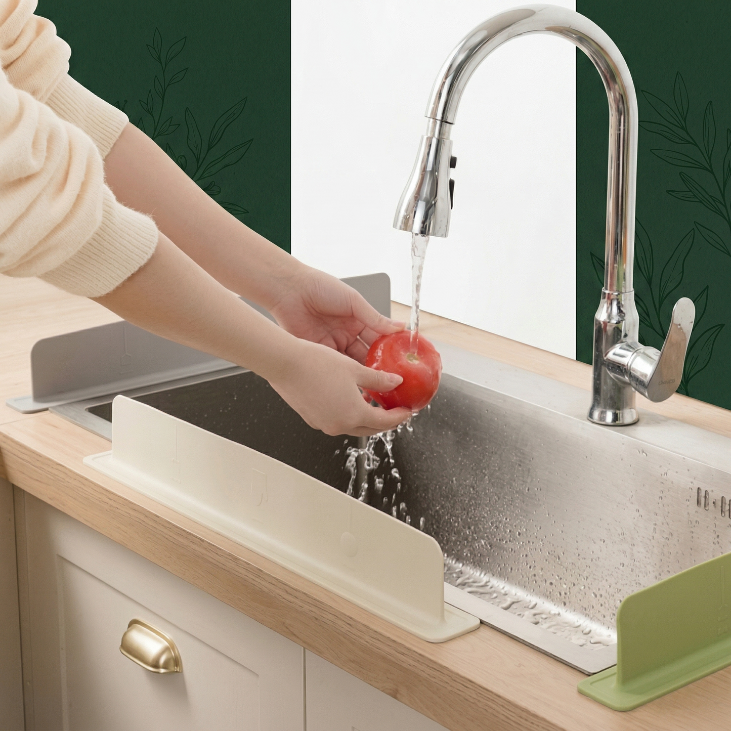Faucet Splash Guard with Storage Tray